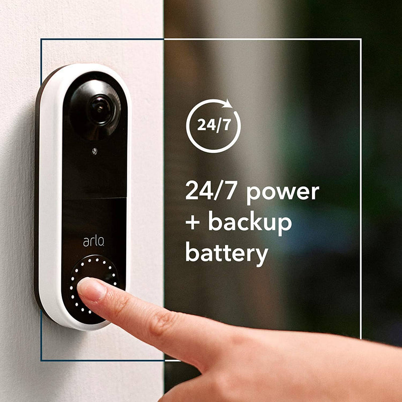 Arlo Wired Video Outdoor Smart Doorbell Black - LED Direct