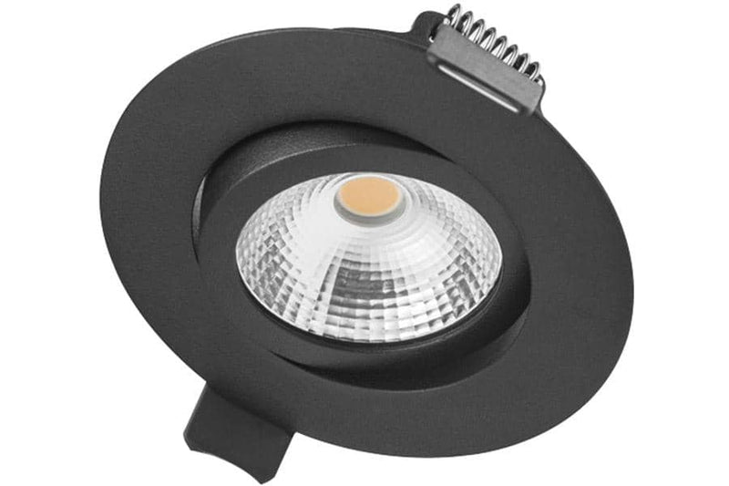 Integral LED Lux Ultra Slim Tiltable Downlight 6.5W 3000K 650lm 65mm cut out Dimmable 100lm/W Matt black finish - LED Direct