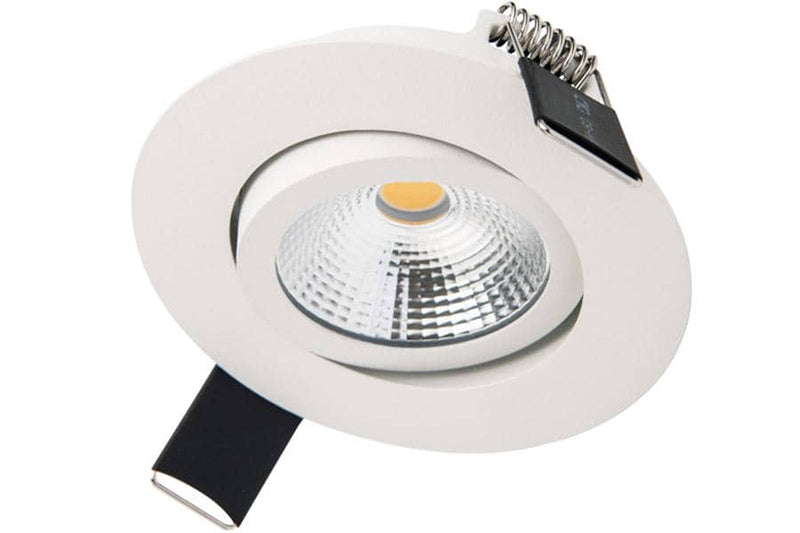 Integral LED Lux Ultra Slim Tiltable Downlight 6.5W 3000K 650lm 65mm cut out Dimmable 100lm/W Matt white finish - LED Direct