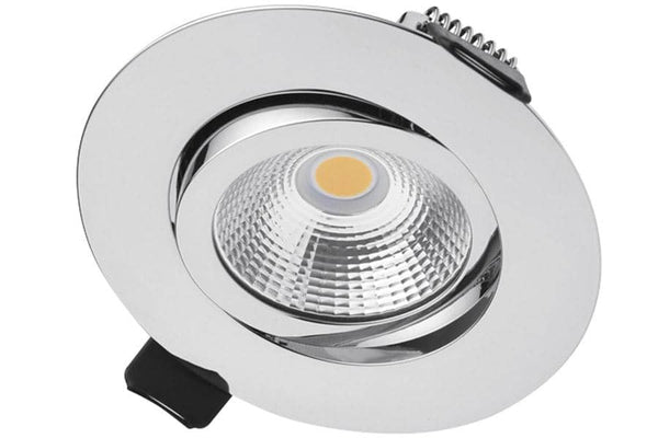 Integral LED Lux Ultra Slim Tiltable Downlight 6.5W 3000K 650lm 65mm cut out Dimmable 100lm/W Polished chrome finish - LED Direct
