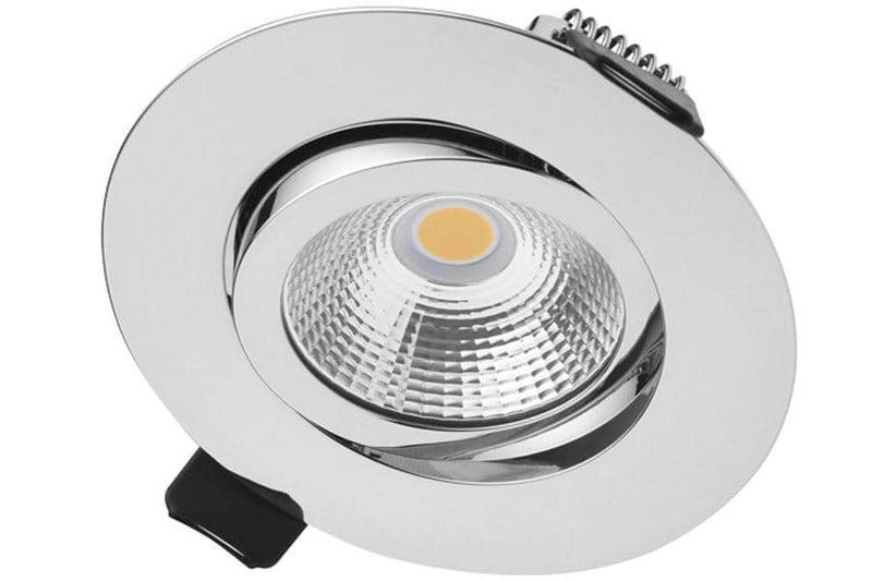 Integral LED Lux Ultra Slim Tiltable Downlight 6.5W 4000K 670lm 65mm cut out Dimmable 103lm/W Polished chrome finish - LED Direct