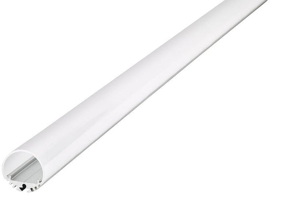 Integral LED 1M 20mm Diameter Round Surface Mounted Aluminium Profile for Strips, Frosted Diffuser, for Max 12mm Width Strip - LED Direct