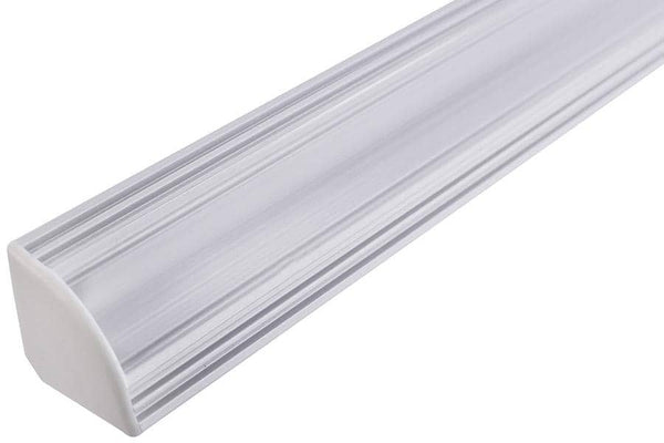 Integral LED 1M Corner Surface Mounted Aluminium Profile for Strips, Clear diffuser (cover), endcaps and mounting clips included for 12mm width strips - LED Direct