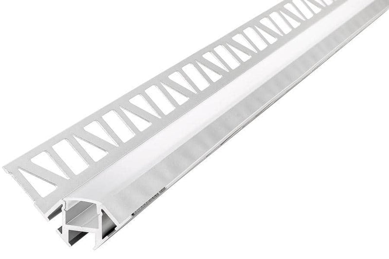 Integral LED 1M Outside Corner Plaster-in Aluminium Profile for Strips, Frosted Diffuser, for Max 12mm Width Strip - LED Direct