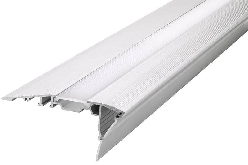 Integral LED 1M Stair Surface Mounted Aluminium Profile for Dual Strips, Frosted diffuser, Suitable for Max 12mm Width Strip - LED Direct