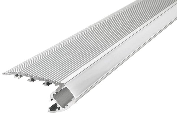 Integral LED 1M Stair Surface Mounted Aluminium Profile for Strips, Frosted diffuser, Suitable for Max 12mm Width Strip - LED Direct