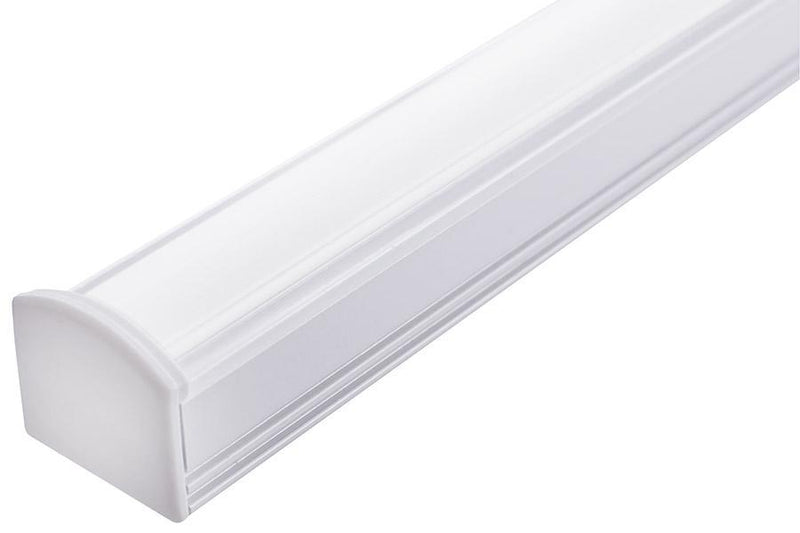 Integral LED 1M Surface Mounted Aluminium Profile for Strips, Frosted diffuser (cover), endcaps and mounting clips included for 12mm width strips - LED Direct