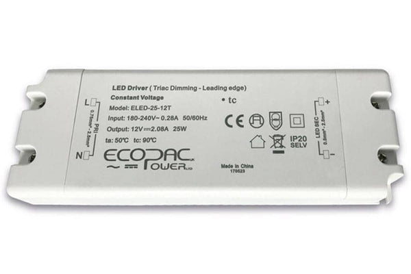 Integral LED 25W Constant Voltage LED Driver, 180-240VAC to 24VDC, Triac Mains Dimming using leading edge dimmer - LED Direct