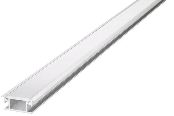 Integral LED 2M Floor Recessed Aluminium Profile for Strips, Frosted diffuser, for Max 12mm Width Strip, 11mm Depth - LED Direct