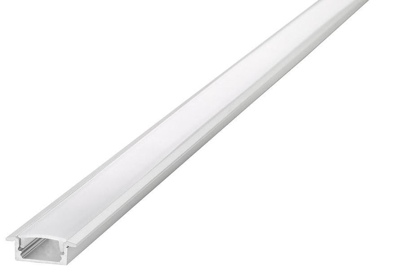 Integral LED 2M Recessed Aluminium Profile for Strips, Frosted Diffuser, for Max 12mm Width Strip - LED Direct