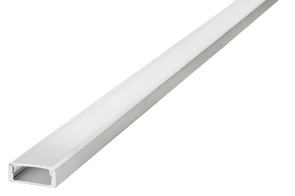 Integral LED 2M Surface Mounted Aluminium Profile for Strips, Frosted Diffuser, for Max 16mm Width Strip - LED Direct