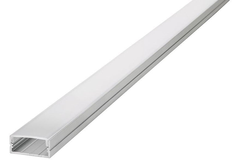 Integral LED 2M Surface Mounted Aluminium Profile for Strips, Frosted Diffuser, for Max 2 x 8mm Width Strip - LED Direct