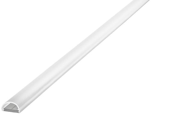 Integral LED 2M Surface Mounted Aluminium Profile for Strips, Round Frosted Diffuser, for Max 10mm Width Strip - LED Direct