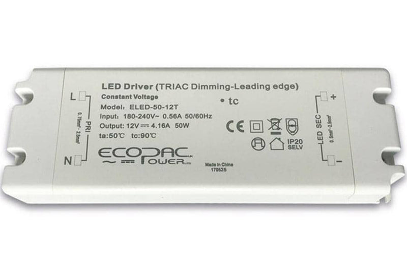 Integral LED 50W Constant Voltage LED Driver, 180-240VAC to 24VDC, Triac Mains Dimming using leading edge dimmer - LED Direct