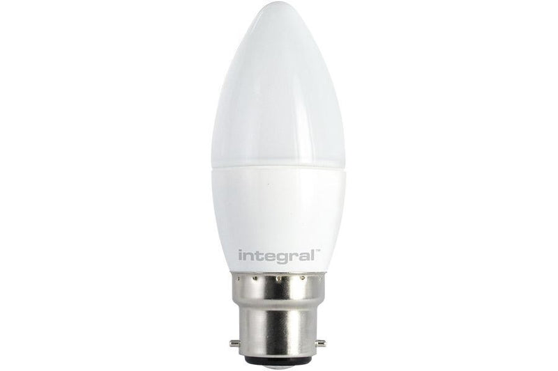 Integral LED Candle Bulb 5.6W (42W) 5000K 500lm B22 Dimmable Frosted-Lamp - LED Direct