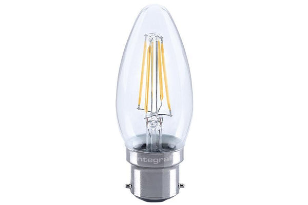 Integral LED Candle Bulb Filament Omni Lamp B22 4.5W (40W) 2700K 470lm Dimmable 300 deg Beam Angle - LED Direct