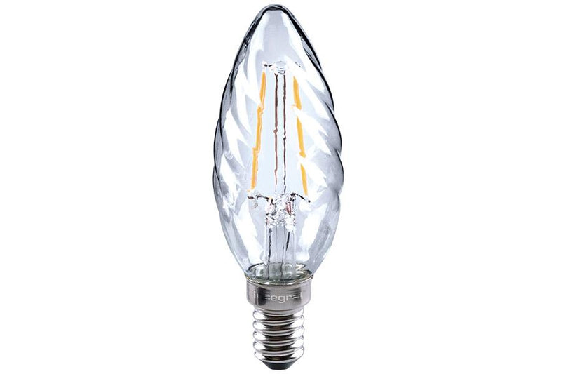 Integral LED Candle Bulb Filament Twisted Omni Lamp E14 2W (23W) 2700K 230lm Non-Dimmable 300 deg Beam Angle - LED Direct