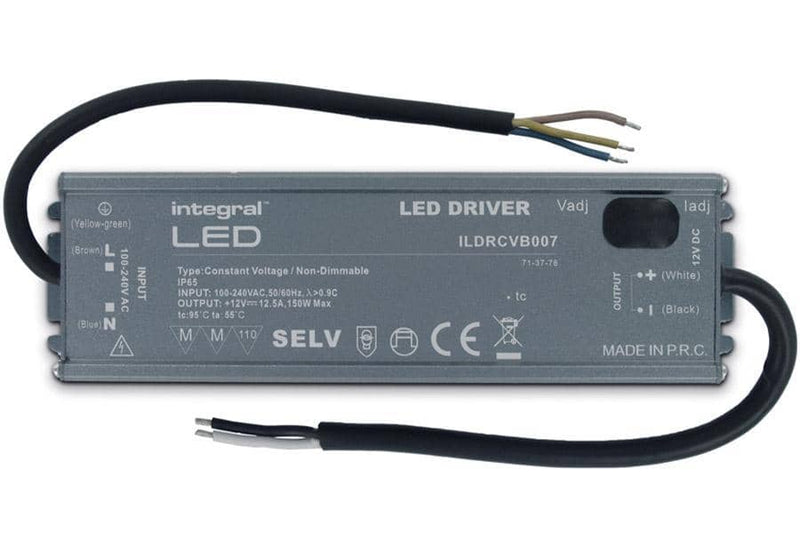 Integral LED IP65 150W Constant Voltage LED Driver, 100-240VAC to 12VDC, Non-Dimmable - LED Direct