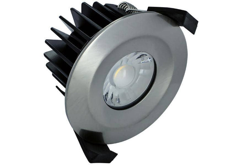 Integral LED Low-Profile 70mm-75mm cut-out IP65 Fire Rated Downlight 10W (61) 3000K 830lm 38 deg beam angle Dimmable with satin nickel bezel - LED Direct