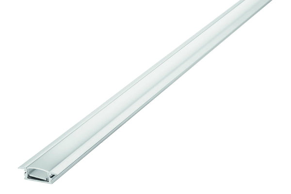 Integral LED 2M IP65 Recessed Aluminium Profile for Strips, Frosted Diffuser, for Max 10mm Width Strip, 8.7mm Depth - LED Direct
