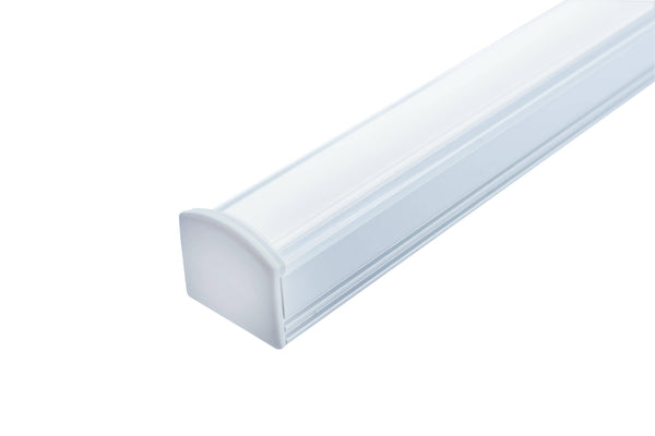 Integral LED 2M Surface Mounted Aluminium Profile for Strips, Frosted diffuser (cover), endcaps and mounting clips included for 12mm width strips - LED Direct