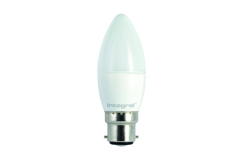 Integral LED Candle Bulb 5.2W (40W) 5000K 500lm B22 Non-Dimmable Frosted Lamp - LED Direct