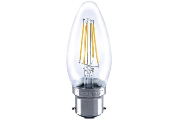 Integral LED Candle Bulb Full Glass Omni-Lamp 4W (40W) 2700K 470lm B22 Non-Dimmable 300 deg Beam Angle - LED Direct
