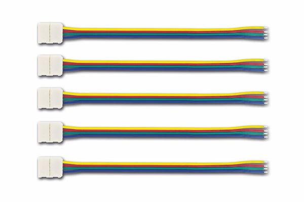 Integral LED Connectors (5 pcs) for IP20 RGB Strip - Connector and wire for 12mm width RGB strips - LED Direct