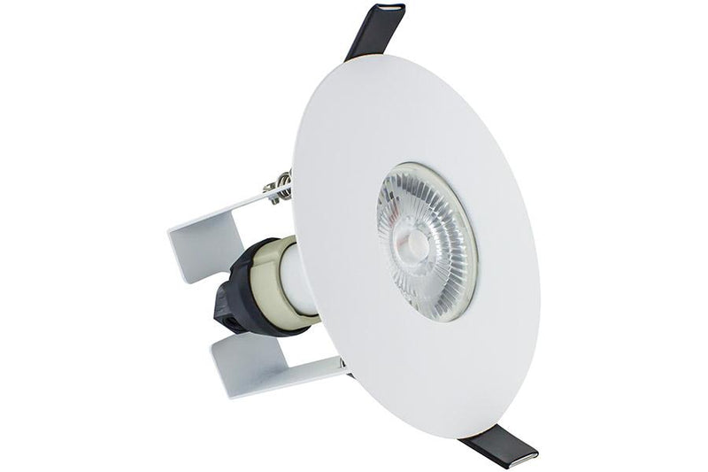 Integral LED Evofire 70mm-100mm cut-out Fire Rated Downlight Round White with Insulation Guard and GU10 Holder - LED Direct