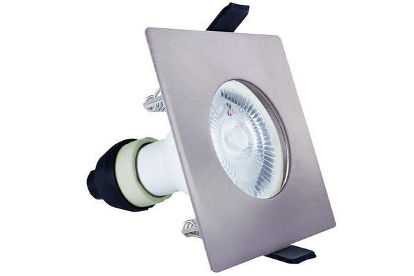 Integral LED Evofire 70mm cutout Fire Rated Static Downlight Square Satin GU10 Holder - LED Direct