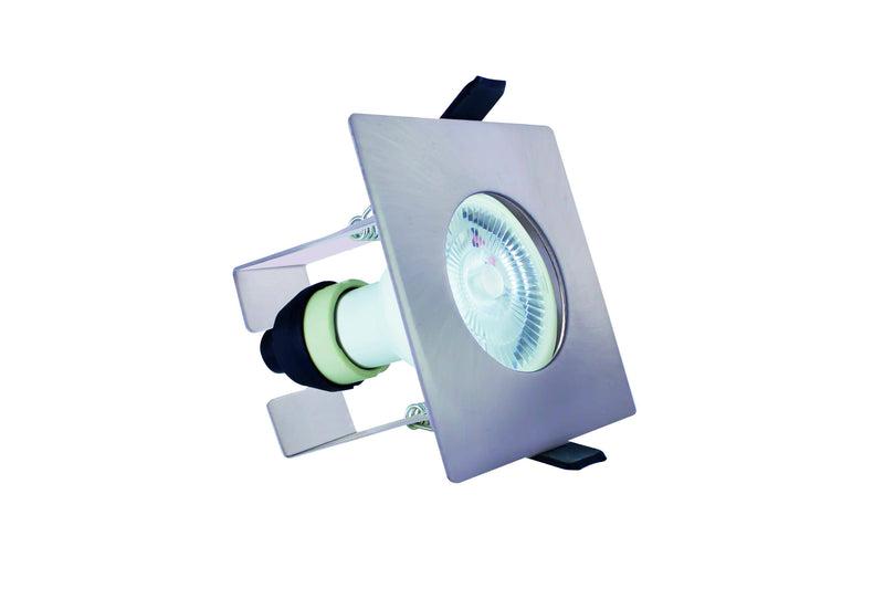 Integral LED Evofire 70mm cutout Fire Rated Static Downlight Square Satin GU10 Holder With Bracket - LED Direct