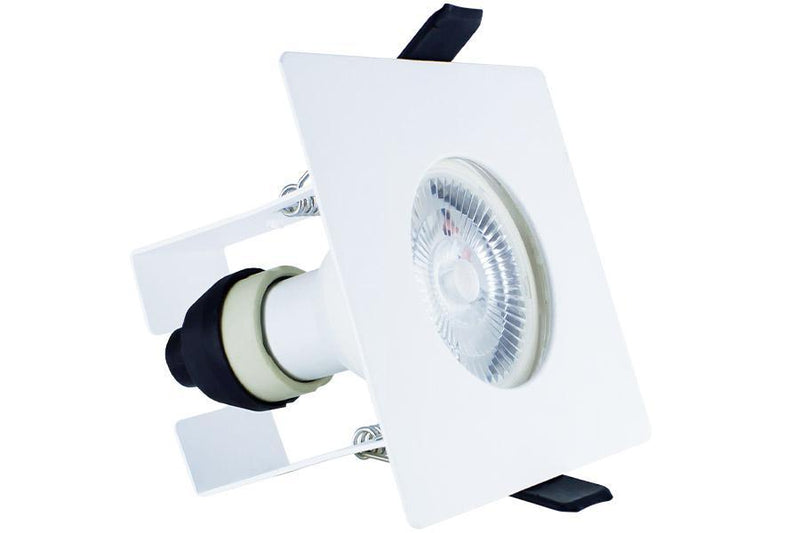 Integral LED Evofire 70mm cutout Fire Rated Static Downlight Square White GU10 Holder With Bracket - LED Direct