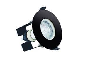 Integral LED Evofire Round 70mm cut-out Fire Rated Downlight Round Black with Insulation Guard and GU10 Holder - LED Direct