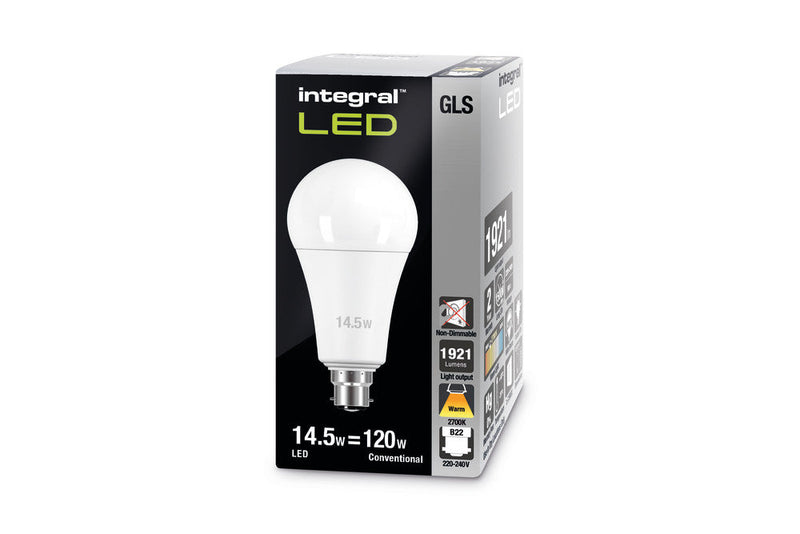Integral LED GLS BULB B22 1921LM 14.5W 2700K NON-DIMM 200 BEAM FROSTED - LED Direct
