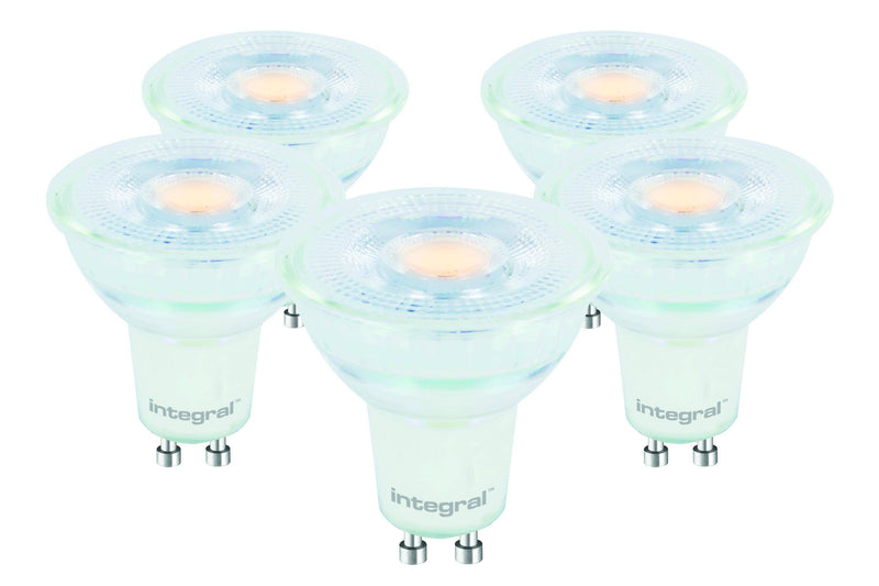 Integral LED GU10 Glass PAR16 4.7W (50W) 2700K 390lm Non-Dimmable Lamp - 5 PACK - LED Direct