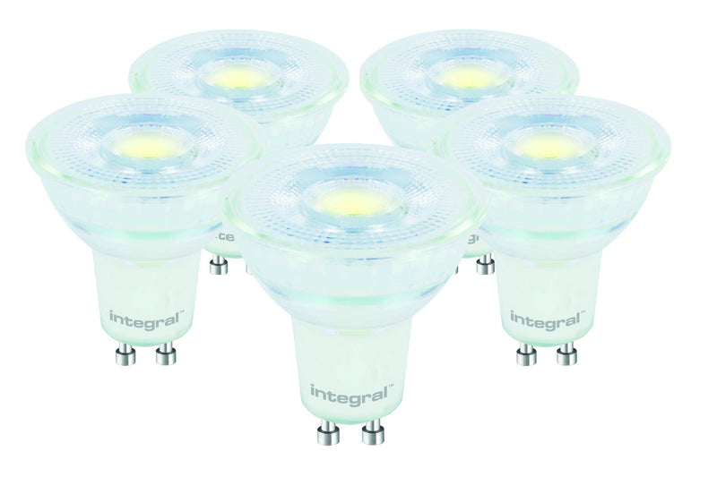 Integral LED GU10 Glass PAR16 5.6W (56W) 6500K 450lm Dimmable Lamp - 5 PACK - LED Direct