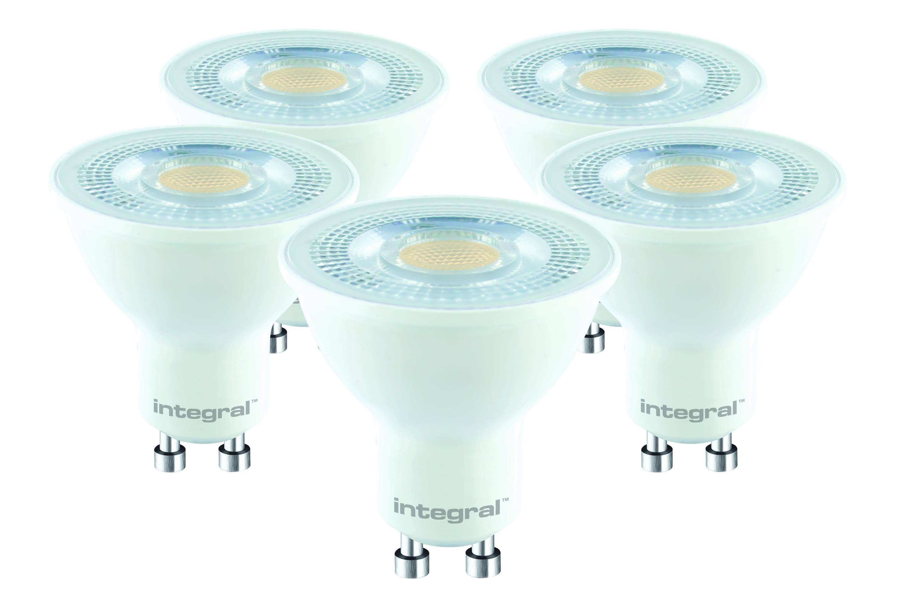 Integral LED GU10 PAR16 5.5W (56W) 2700K 440lm Dimmable Lamp - 5 PACK ...