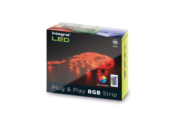 Integral LED Plug and Play TV Strip IP20 10M RGB with IR Controller and Plug - LED Direct
