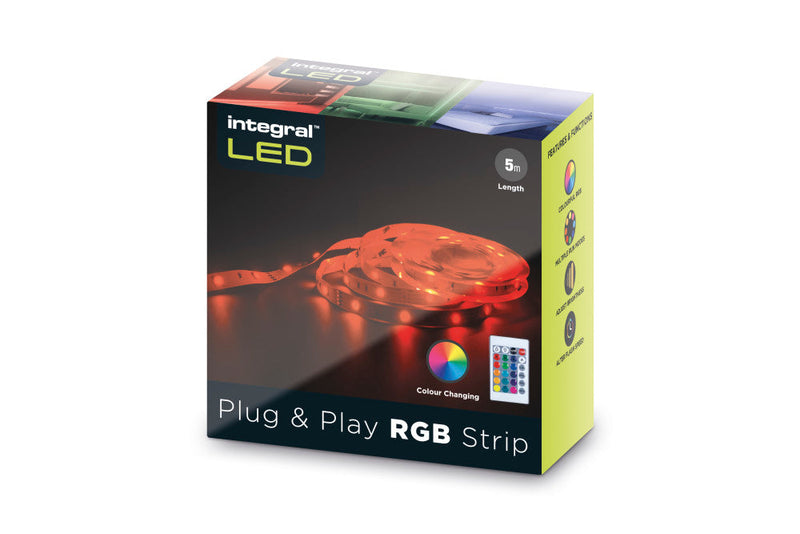 Integral LED Plug and Play TV Strip IP20 5M RGB with IR Controller and Plug - LED Direct
