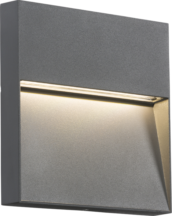 Knightsbridge IP44 4W LED Square Wall / Guide light - Grey - LED Direct