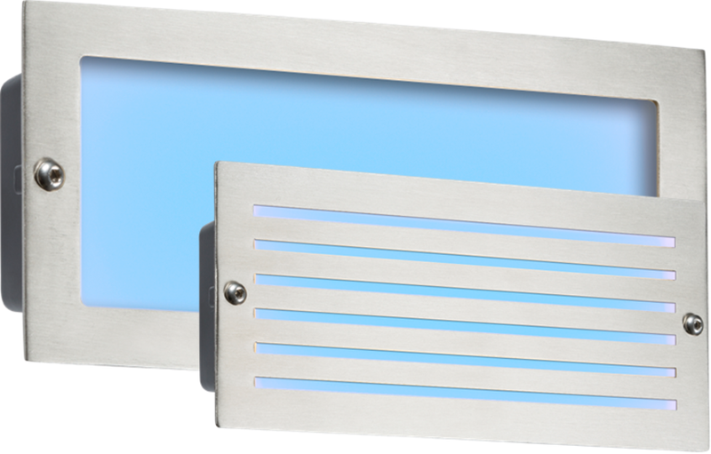 Knightsbridge IP54 5W Blue LED Recessed Brick Light - Brushed Steel Fascia - LED Direct